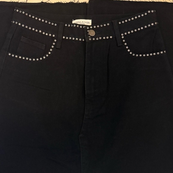 Moon River High Rise Black Studded Jeans - Picture 9 of 10